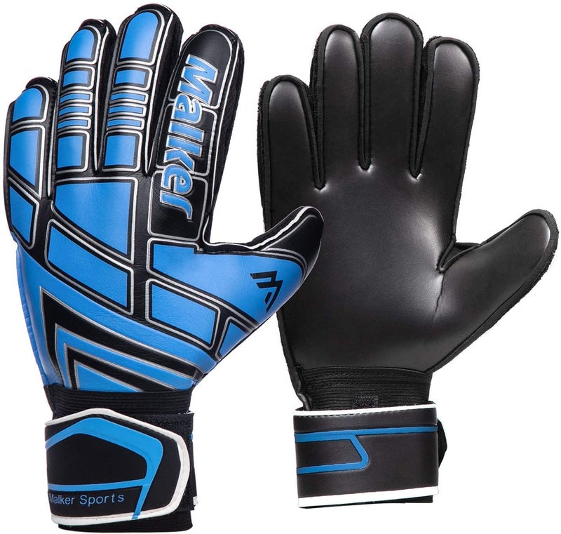 Malker Soccer Goalie Gloves Goalkeeper Gloves with Fingersave and Double Wrist Protection, Strong Grip Goalkeeper Gloves for Youth&Adult Size 5ï¼ˆBlackï¼‰ - Image 2